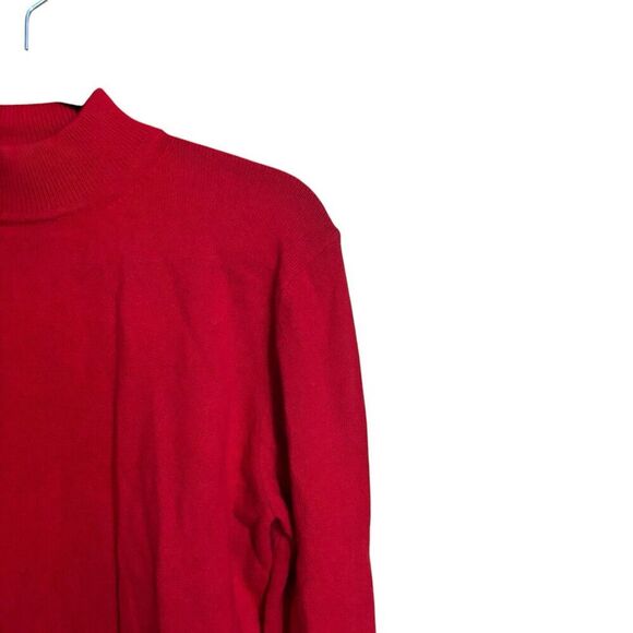 Vintage Leyla Mitra Mock Sweater Womens Large Red 100% Cashmere Pullover - Picture 3 of 8